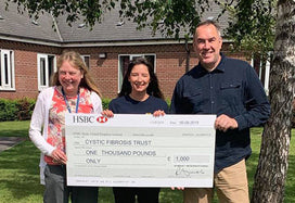 AYMES presents cheque of £1000 to Cystic Fibrosis Trust