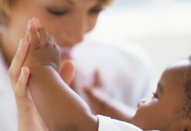 healthcare professional with paediatric patient