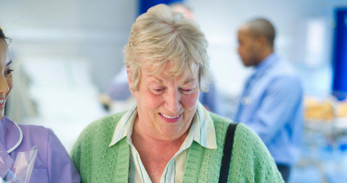 Lady being discharged from hospital