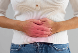 Lady holding her stomach