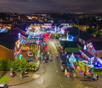 Picture of the Christmas lights at Bromsberrow Way