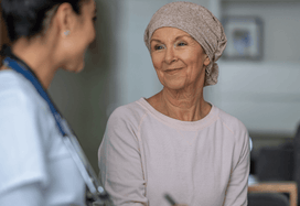 Cancer patient speaking with dietitian