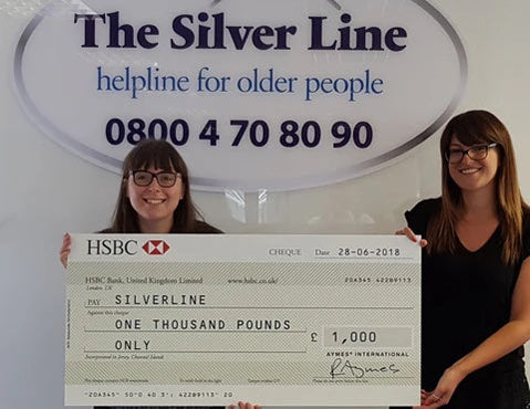 The Silver Line benefits from £1000 donation from AYMES