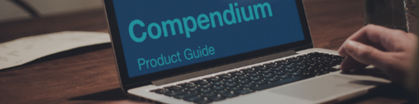 Lady looking at compendium on laptop